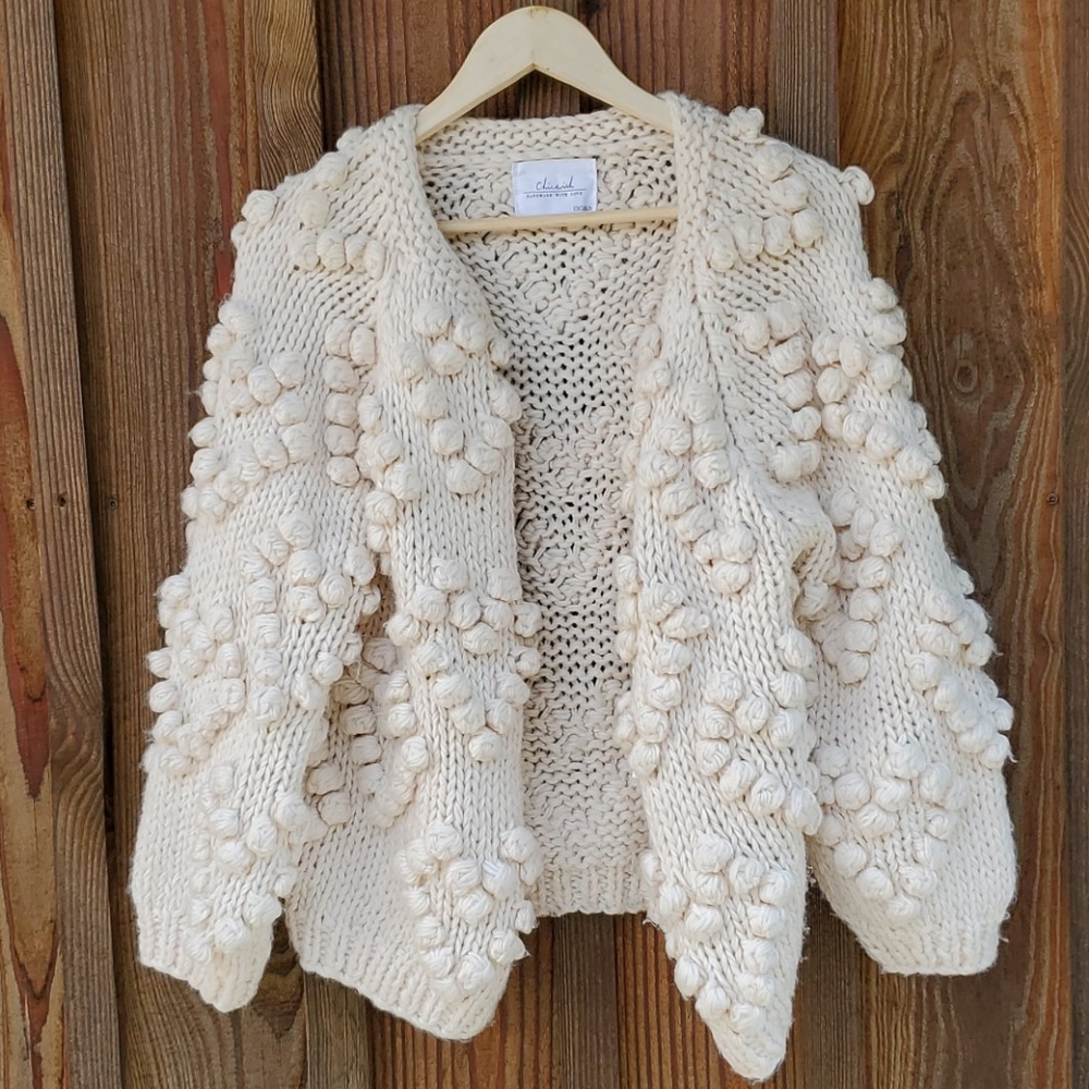 Chicwish Cream Textured Knit Cardigan